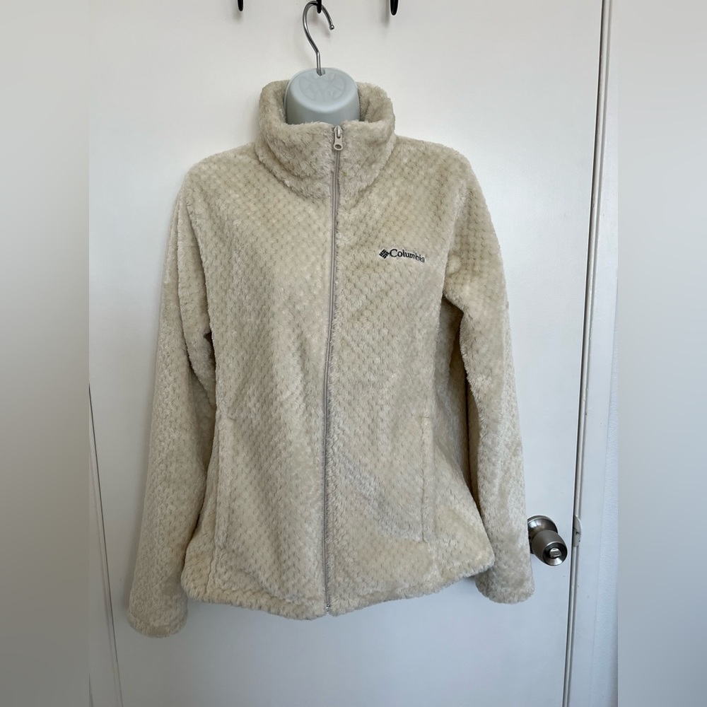 COLUMBIA Sherpa Full Zip Jacket/sweater | Women | Size: M | Color: Cream.